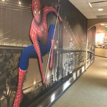Spider-Man 3-D poster on dentistry wall